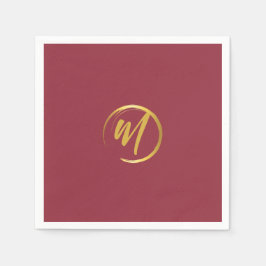 Servilleta De Papel Burgundy and Gold Monogram