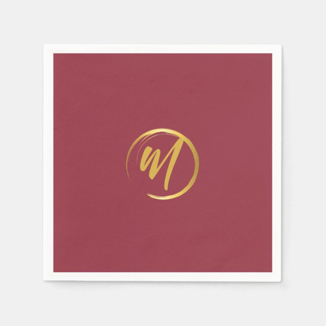Servilleta De Papel Burgundy and Gold Monogram (Anverso)