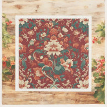 Burgundy Chinoiserie Verano antiguo Floral