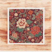 Burgundy Chinoiserie Verano antiguo Floral