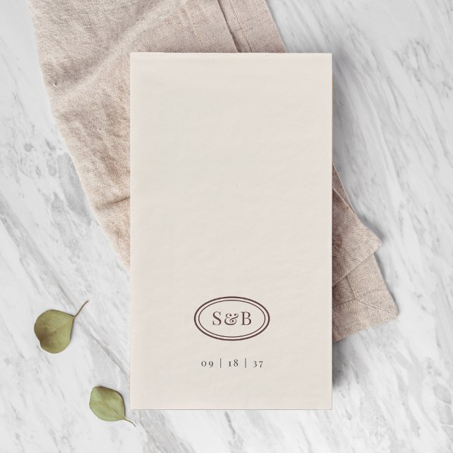 Servilleta De Papel Burgundy Classic Oval Monogram Wedding (Subido por el creador)