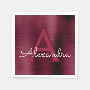 Servilleta De Papel Burgundy Cranberry Monograma Boda inicial