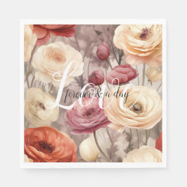 Servilleta De Papel Burgundy Cream Spring Flowers Boda Love