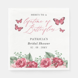 Servilleta De Papel Burgundy Cumple de Mariposas Despedida de Soltera
