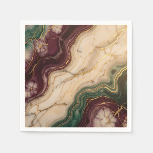 Servilleta De Papel Burgundy de lujo Esmeralda Verde Oro Mármol Floral