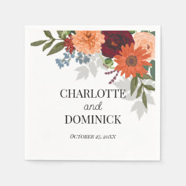 Servilleta De Papel Burgundy Fall Garden Boda Floral