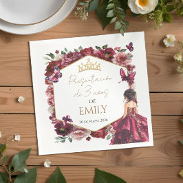 Servilleta De Papel Burgundy Floral Presentación de 3 años