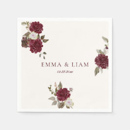 Servilleta De Papel Burgundy Floral Wedding Cocktail Napkins