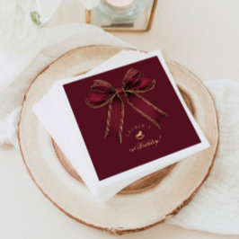 Servilleta De Papel Burgundy Gold Bow Rocking Horse Luxury Cumpleaños