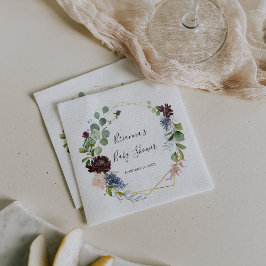 Servilleta De Papel Burgundy Gold Geométrico Baby Shower