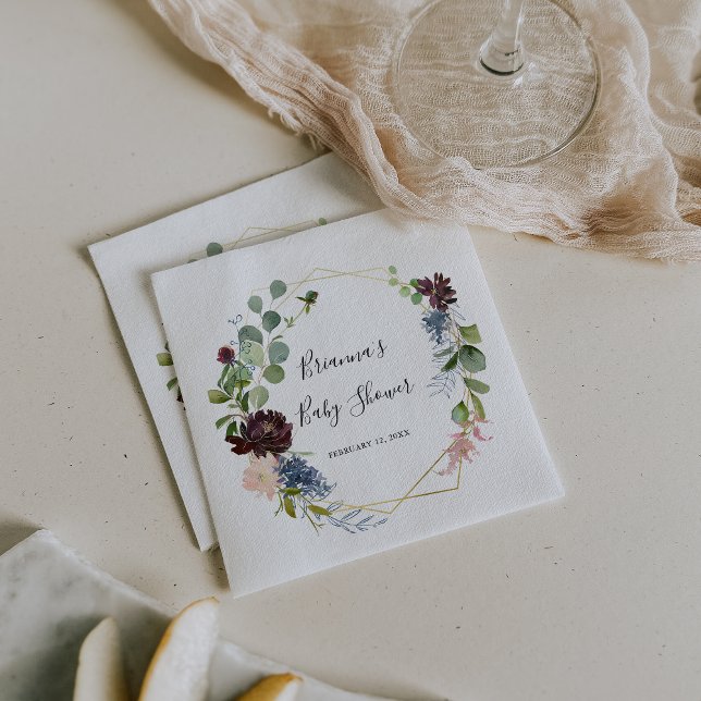 Servilleta De Papel Burgundy Gold Geométrico Baby Shower (Subido por el creador)