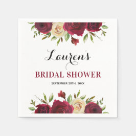 Servilleta De Papel Burgundy Marsala Floral Winter Bridal Shower Paper