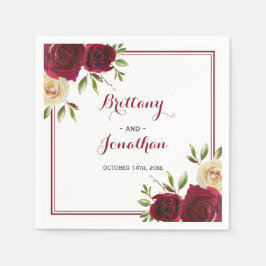 Servilleta De Papel Burgundy Marsala Table Engagement Boda Paper