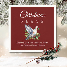 Servilleta De Papel Burgundy Peace Dove Holly Christian Christmas