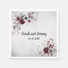 Servilleta De Papel Burgundy Profundo Floral Acuarela Personalizada Gr
