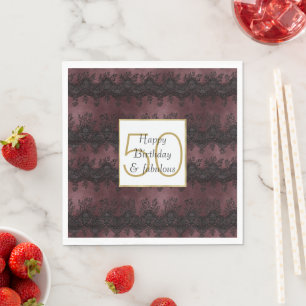 Servilleta De Papel Burgundy Rojo Encaje Negro 50 y Fabuloso