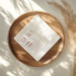 Servilleta De Papel Burgundy Simple Minimal Fun Facts Couple Wedding 