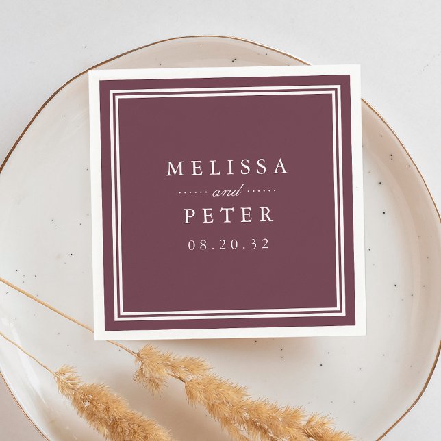 Servilleta De Papel Burgundy Wine | Classic Personalized Wedding (Subido por el creador)
