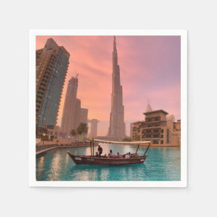 Servilleta De Papel Burj Khalifa Bote Lake Cityscape