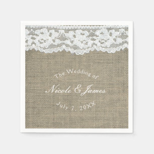 Servilleta De Papel Burlap & Lace simple Rústico Elegante Personalizad