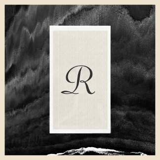 Servilleta De Papel Burlap Neutral Faux Burlap Off White Monogramado