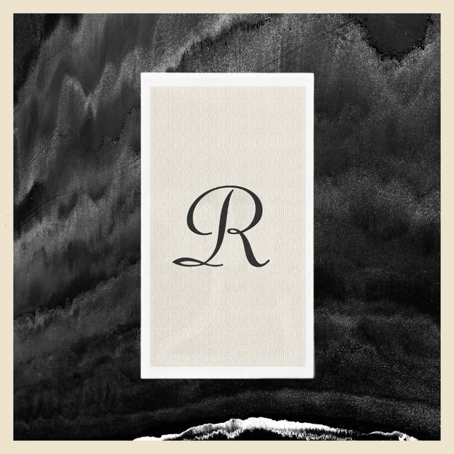 Servilleta De Papel Burlap Neutral Faux Burlap Off White Monogramado (Subido por el creador)