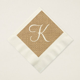 Servilleta De Papel Burlap Rustic Inicial | Napkins de papel boda
