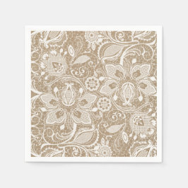 Servilleta De Papel Burlap y Lace Shabby Chic Paper Napkin