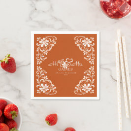Servilleta De Papel Burnt Orange Shabby Chic Mr & Mrs Wedding Napkin