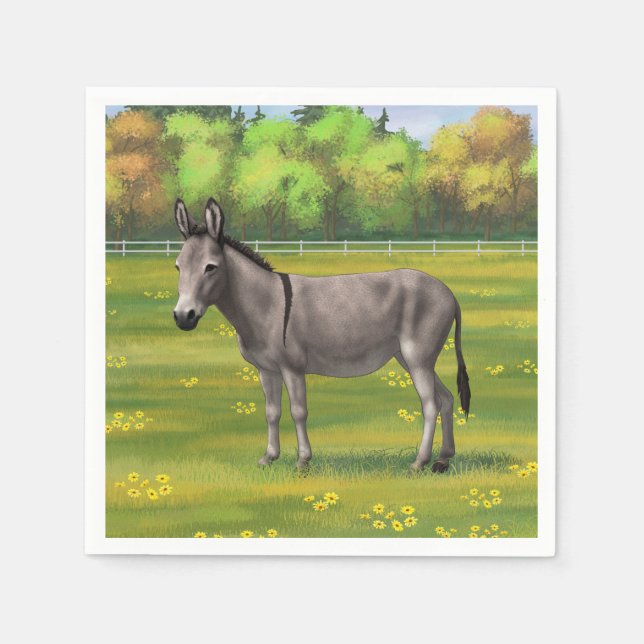 Servilleta De Papel Burro Gris De Burro De Burro En Pasto (Anverso)