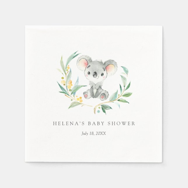 Servilleta De Papel Bush Baby Koala Baby Shower Napkins (Anverso)