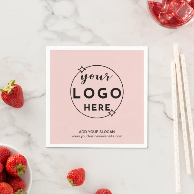 Servilleta De Papel Business Custom Logo  Modern Minimal Blush Pink (In situ)
