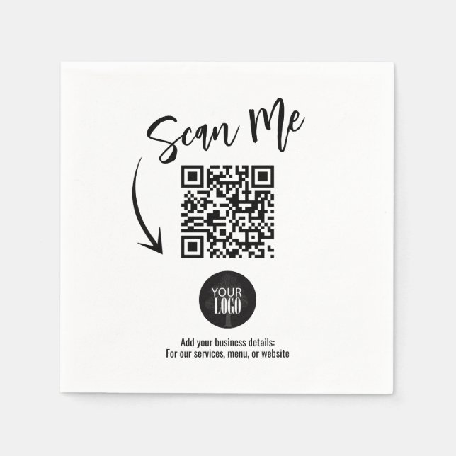 Servilleta De Papel Business QR Code Scan Me Custom (Anverso)