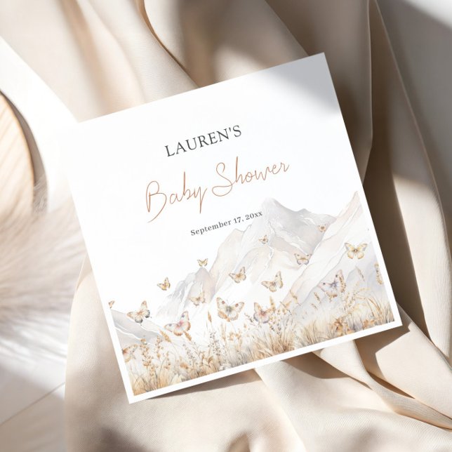 Servilleta De Papel Butfly Boho Wildflower Baby Shower (Subido por el creador)