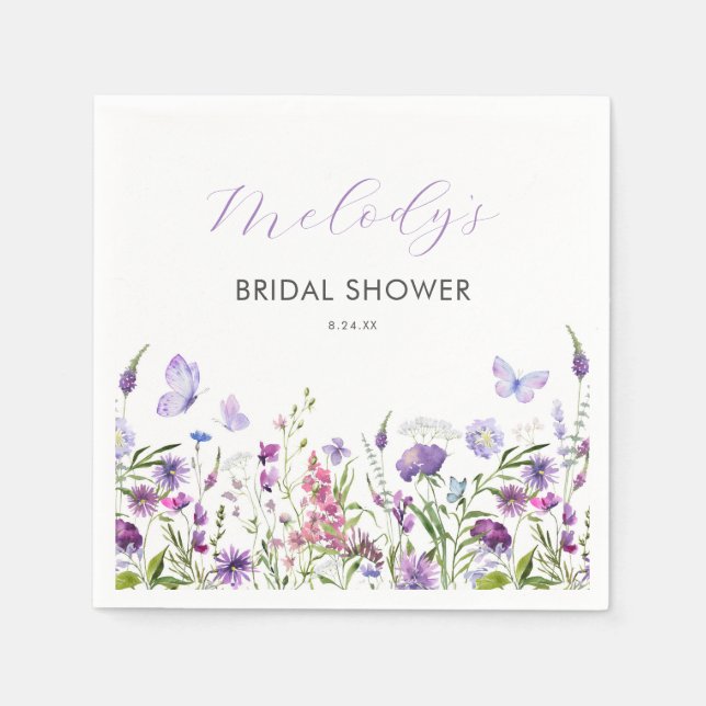 Servilleta De Papel Butfly Wildflower Bridal Shower (Anverso)