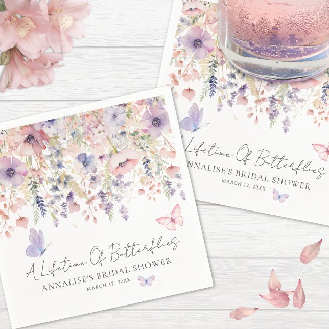 Servilleta De Papel Butfly Wildflower Bridal Shower (Butterfly Wildflower Bridal Shower Napkins )