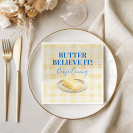 Servilleta De Papel Butter Believe It Yellow Gingham Boy Baby Shower