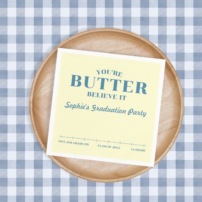 Servilleta De Papel Butter Believe It Yellow Grade AA 2026 Graduation (Butter Believe It Yellow Grade AA 2026 Graduation Napkins)