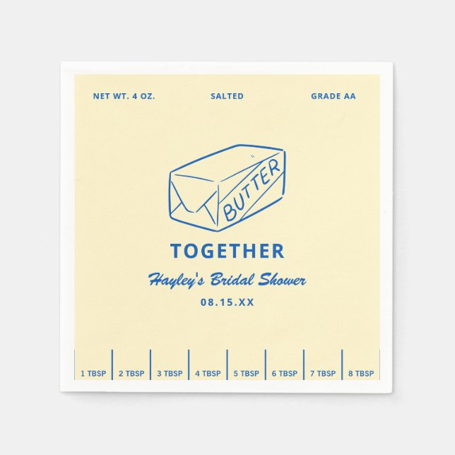 Servilleta De Papel Butter Themed Butter Together Bridal Shower (Anverso)