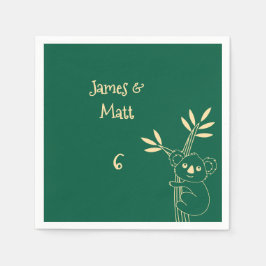 Servilleta De Papel Butter Yellow & Red Australian Animals Birthday 