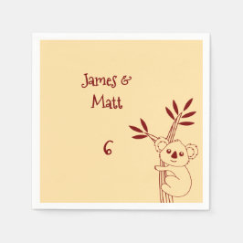 Servilleta De Papel Butter Yellow & Red Australian Animals Birthday 