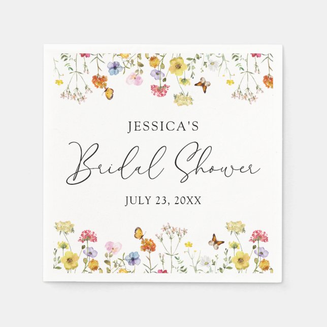 Servilleta De Papel Butterflies Boho Bridal Shower (Anverso)