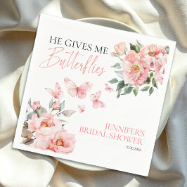 Servilleta De Papel Butterflies Floral Rosa Rubor Bridal Shower