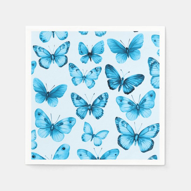 Servilleta De Papel Butterflies Watercolor Bday Bridal Baby Shower (Anverso)