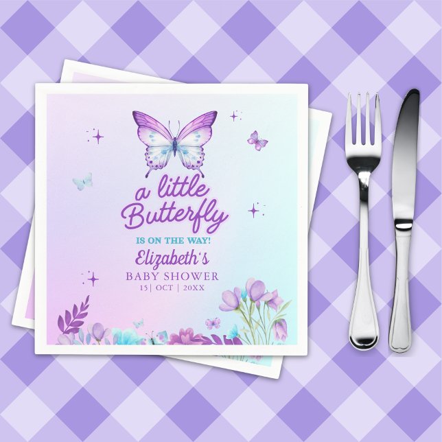 Servilleta De Papel Butterfly Baby Shower Napkins | Pink & Purple  (Subido por el creador)