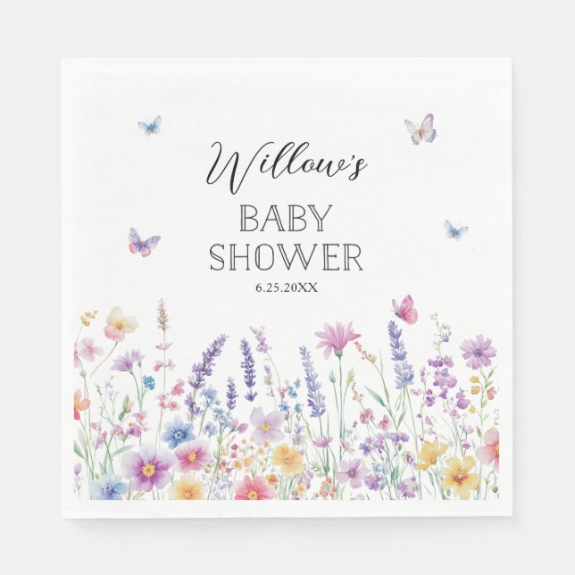 Servilleta De Papel Butterfly Garden Baby Shower Napkins (Anverso)