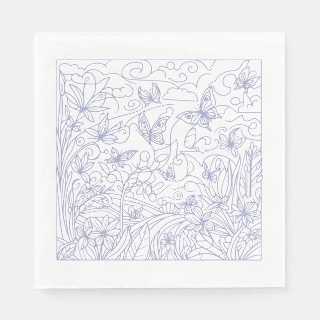 Servilleta De Papel Butterfly Garden Blue (Anverso)