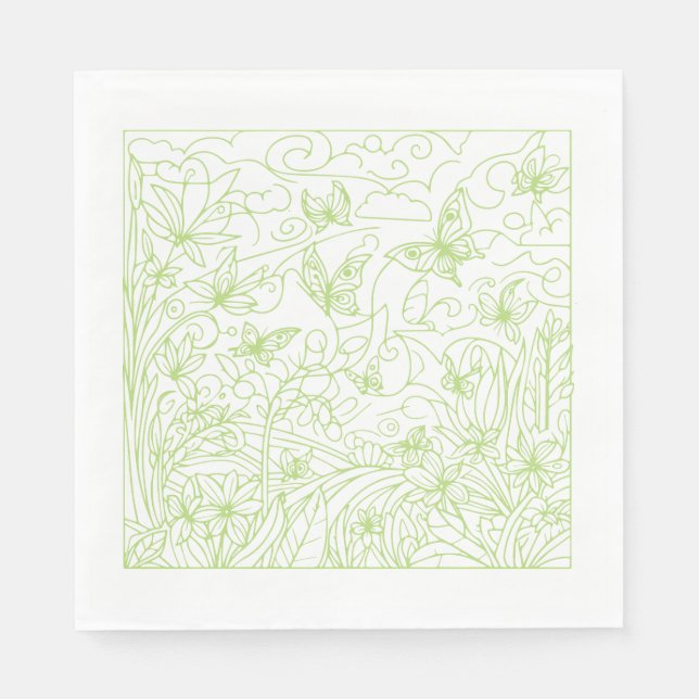 Servilleta De Papel Butterfly Garden Green (Anverso)
