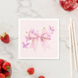 Servilleta De Papel Butterfly Pink Bow Baby Shower 
