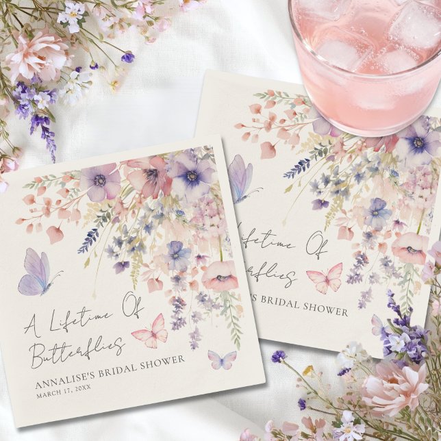 Servilleta De Papel Butterfly Wildflower Bridal Shower (Butterfly Wildflower Bridal Shower Napkins)